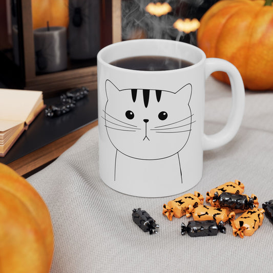 Adorable Cat Face Mug | Simple Lines, Big Personality
