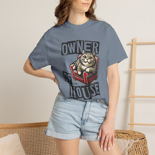 Owner of the House Cat T-Shirt in Blue Jean – Garment-Dyed Comfort Colors Unisex Tee | WhiskersMethod