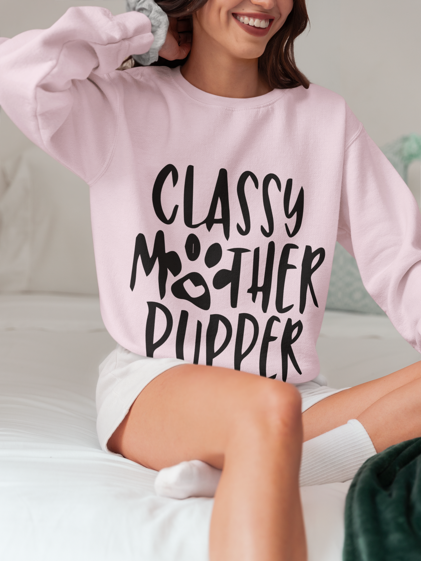 Mother Pupper long sleeve shirt white Gildan dog gift
