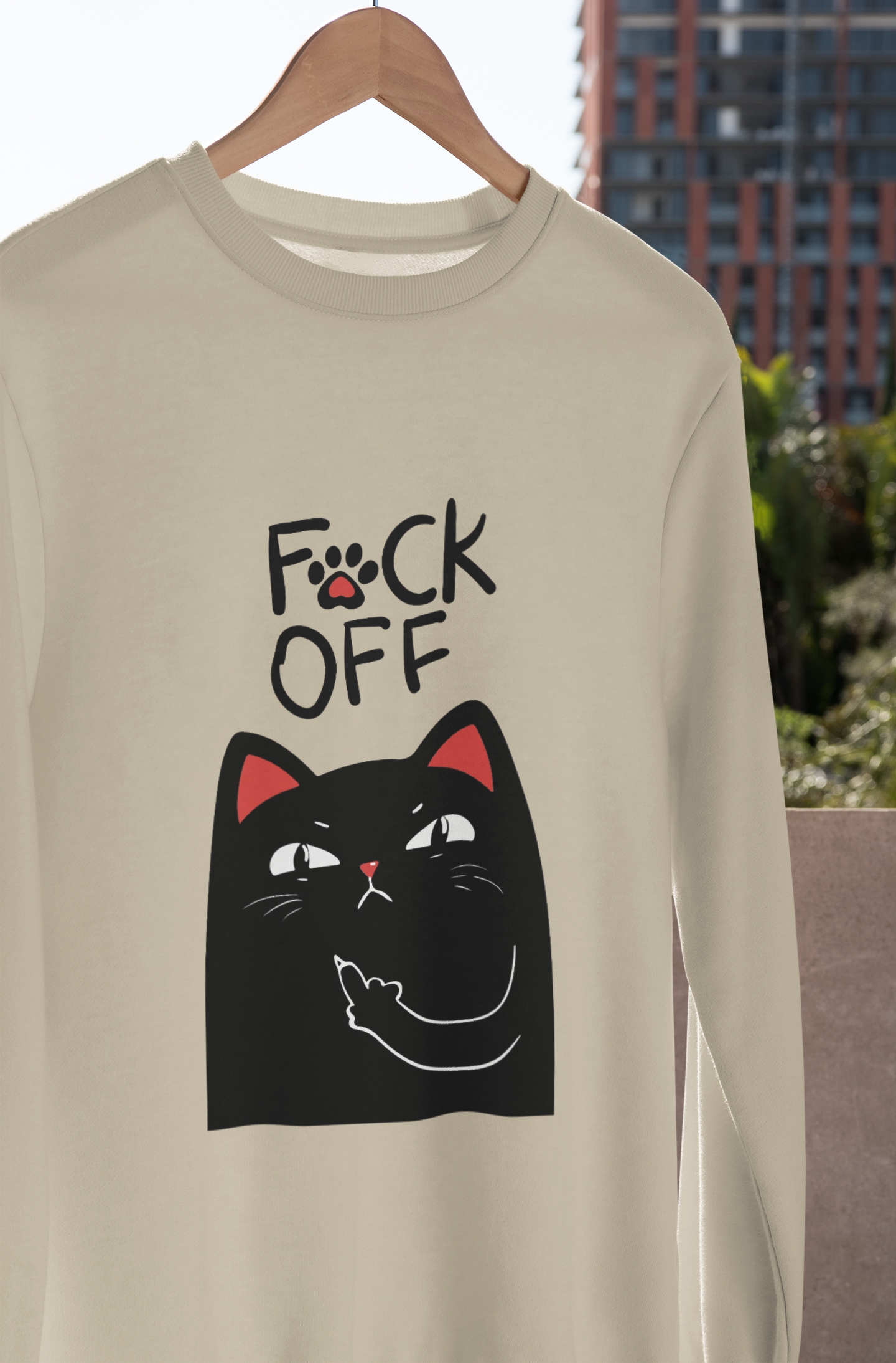 Funny Cat Sweatshirt | Sassy Cat Lover Gift | F*ck Off Cat Design | Unisex Heavy Blend