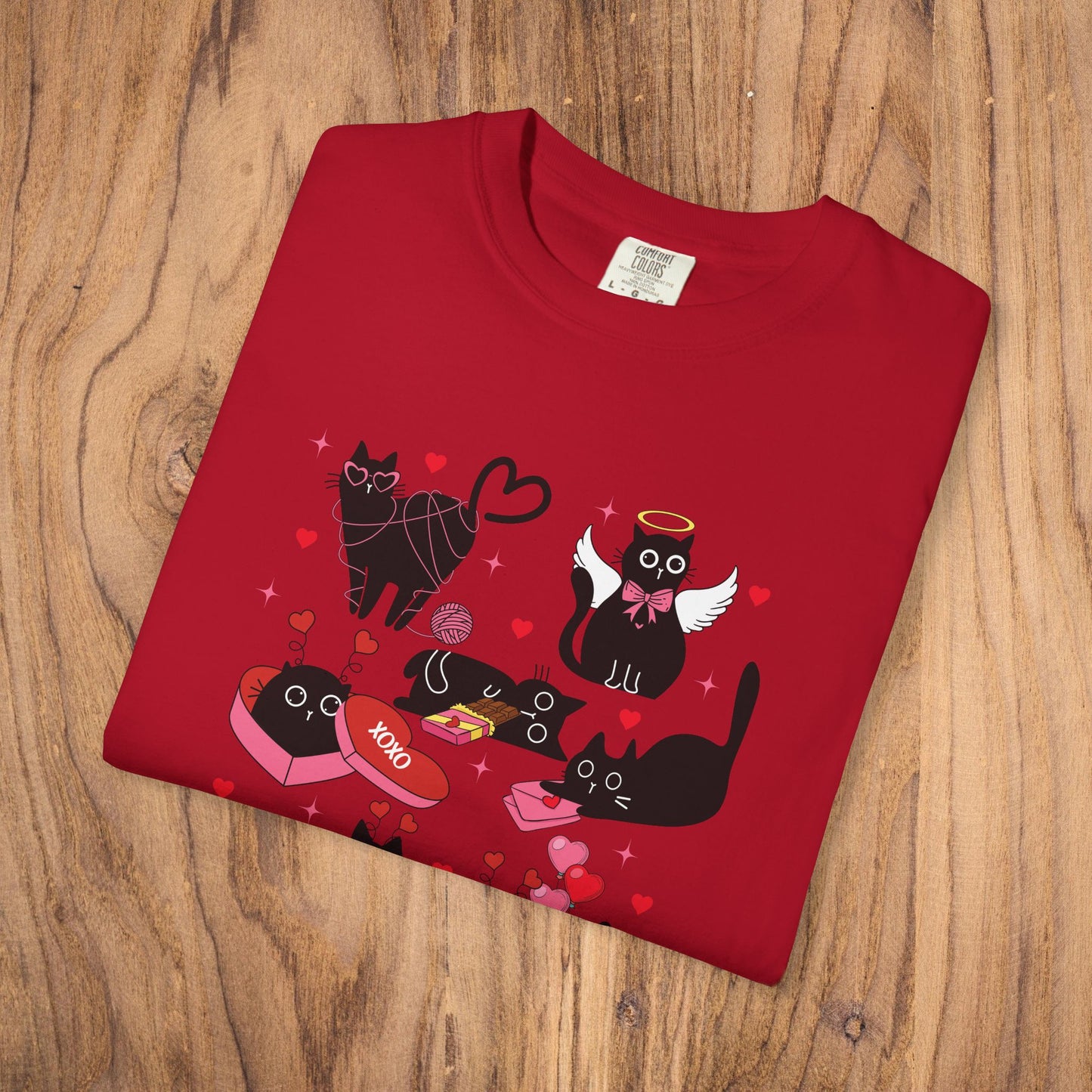 Black cats love Valentine t-shirt ash grey cat lover