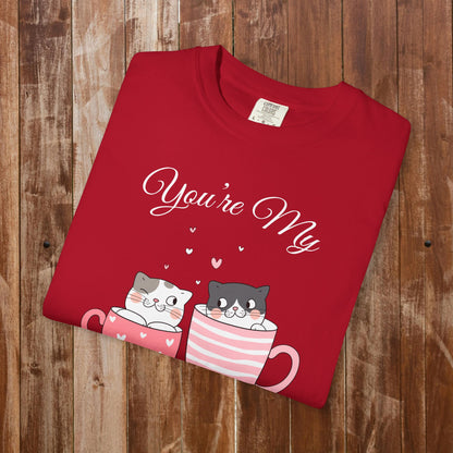 Purrfect Valentine love cutest cups t-shirt navy cat lover