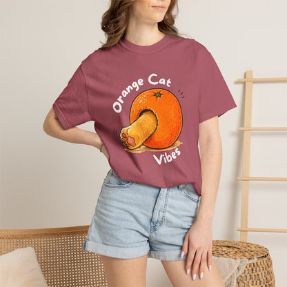 Orange Cat Vibes Only | Garment-Dyed Graphic T-Shirt for Cat Lovers - WhiskersMethod