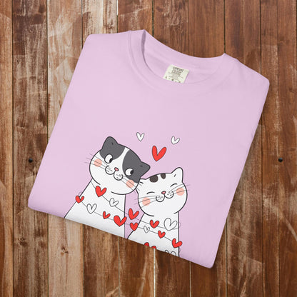 Cat Couple Hearts t-shirt white cat lover gift
