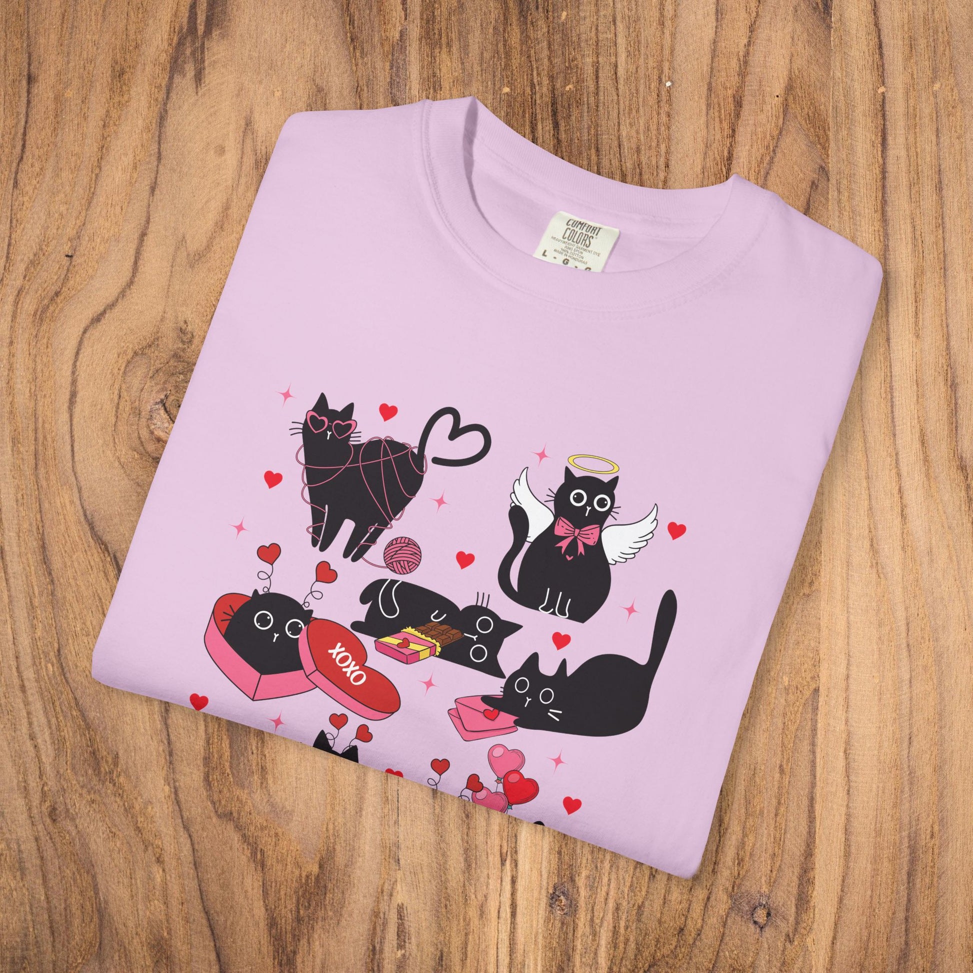 Black cats Valentine cute t-shirt royal blue cat lover