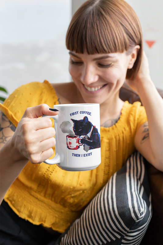 Noir Cat Mug | Vintage Art Coffee Cup for Cat Lovers | 11oz & 15oz