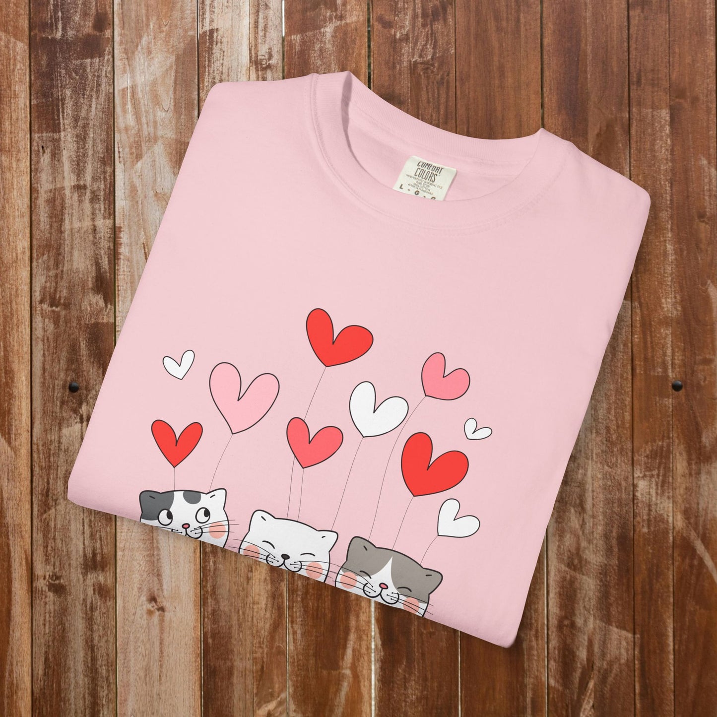 Three hearts three cats t-shirt ash grey cat lover gift