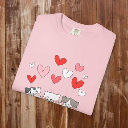 Three hearts three cats t-shirt ash grey cat lover gift