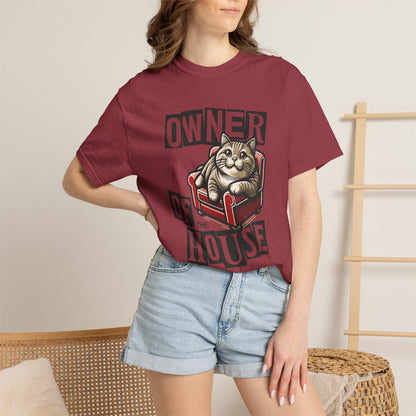 Owner of the House Cat T-Shirt in Chili – Garment-Dyed Comfort Colors Unisex Tee | WhiskersMethod

