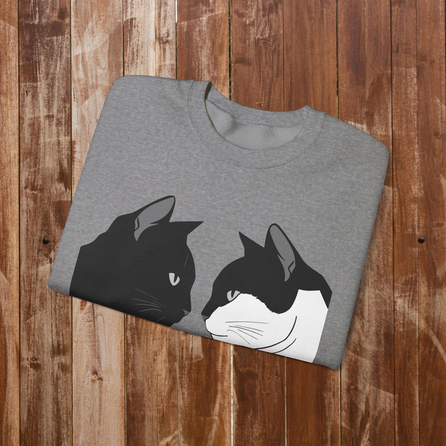 Two cats sweatshirt dark heather cat lover gift