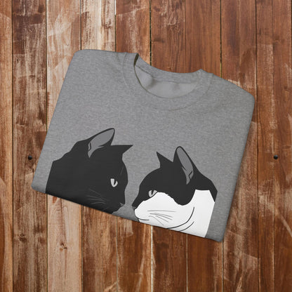 Two cats sweatshirt dark heather cat lover gift