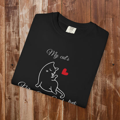My Cat Valentine purrs t-shirt royal blue Valentine's gift