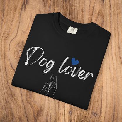 Dog paws meet hands t-shirt royal blue dog lover