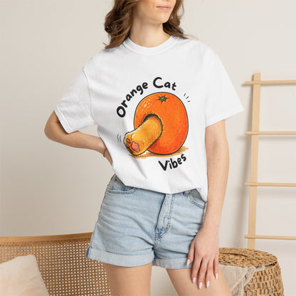 Orange Cat Vibes Only | Garment-Dyed Graphic T-Shirt for Cat Lovers - WhiskersMethod