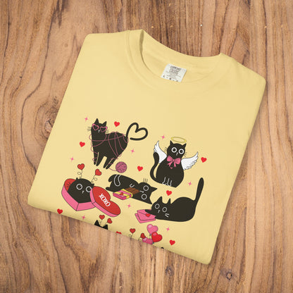 Black Cat Love Valentine's Day t-shirt purple black cats