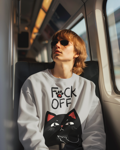 Funny Cat Sweatshirt | Sassy Cat Lover Gift | F*ck Off Cat Design | Unisex Heavy Blend