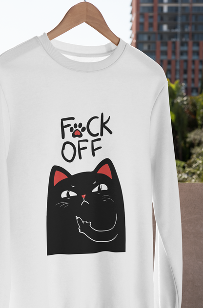 Funny Cat Sweatshirt | Sassy Cat Lover Gift | F*ck Off Cat Design | Unisex Heavy Blend