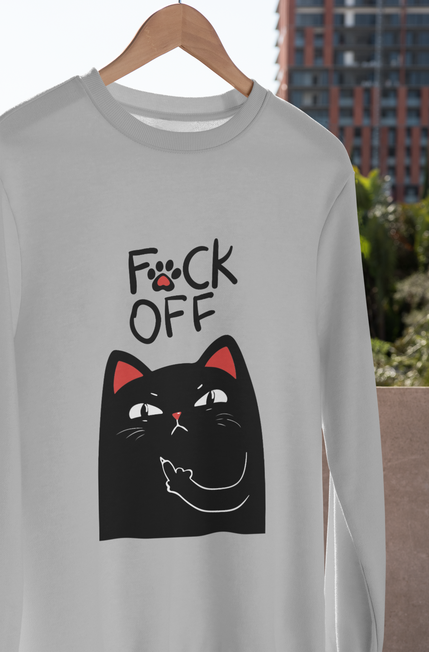 Funny Cat Sweatshirt | Sassy Cat Lover Gift | F*ck Off Cat Design | Unisex Heavy Blend