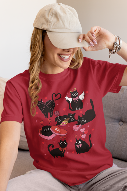 Black Cat Love Valentine t-shirt sport grey cats gift