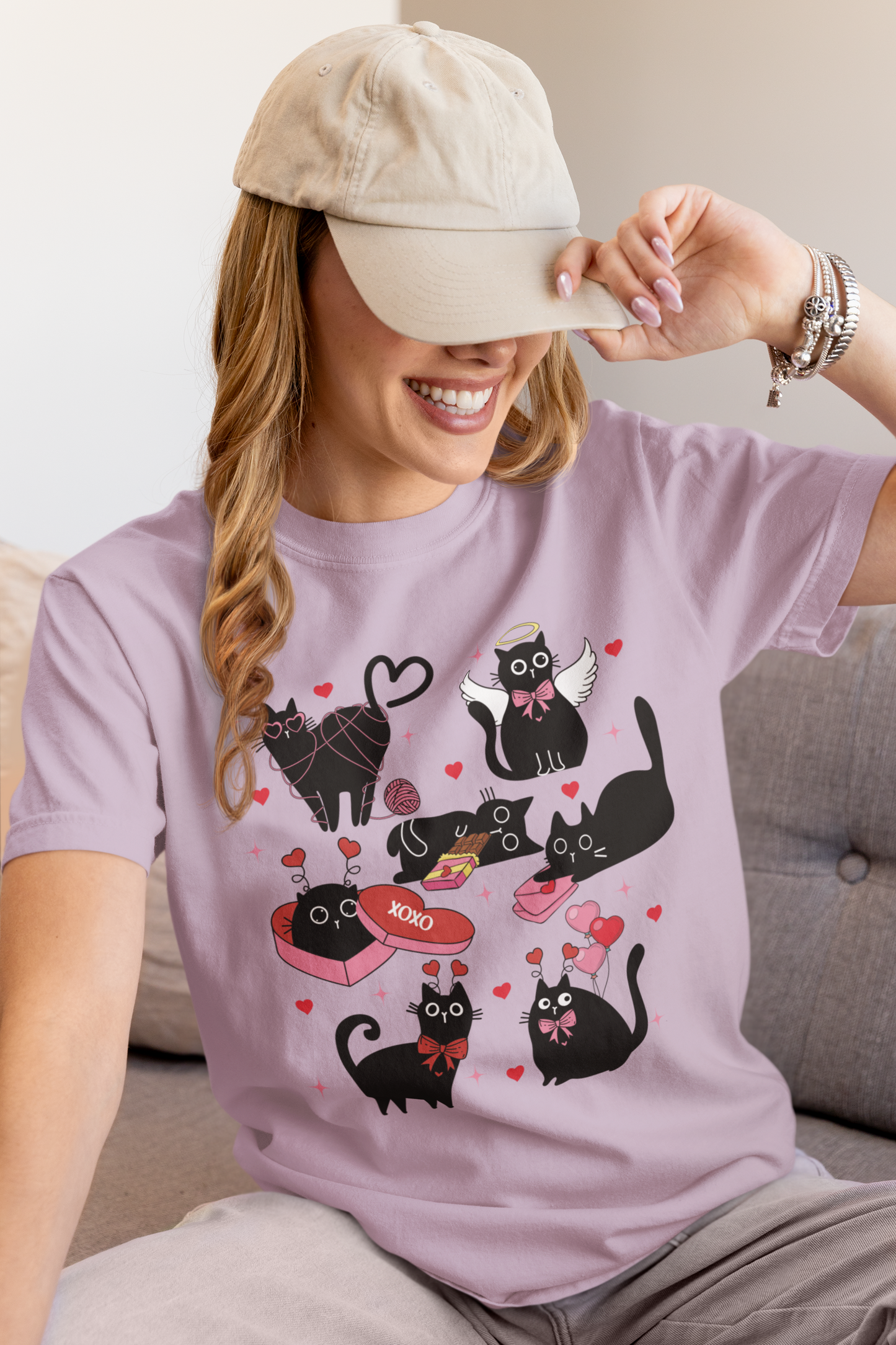 Black Cat Love Valentine t-shirt brown black cats gift
