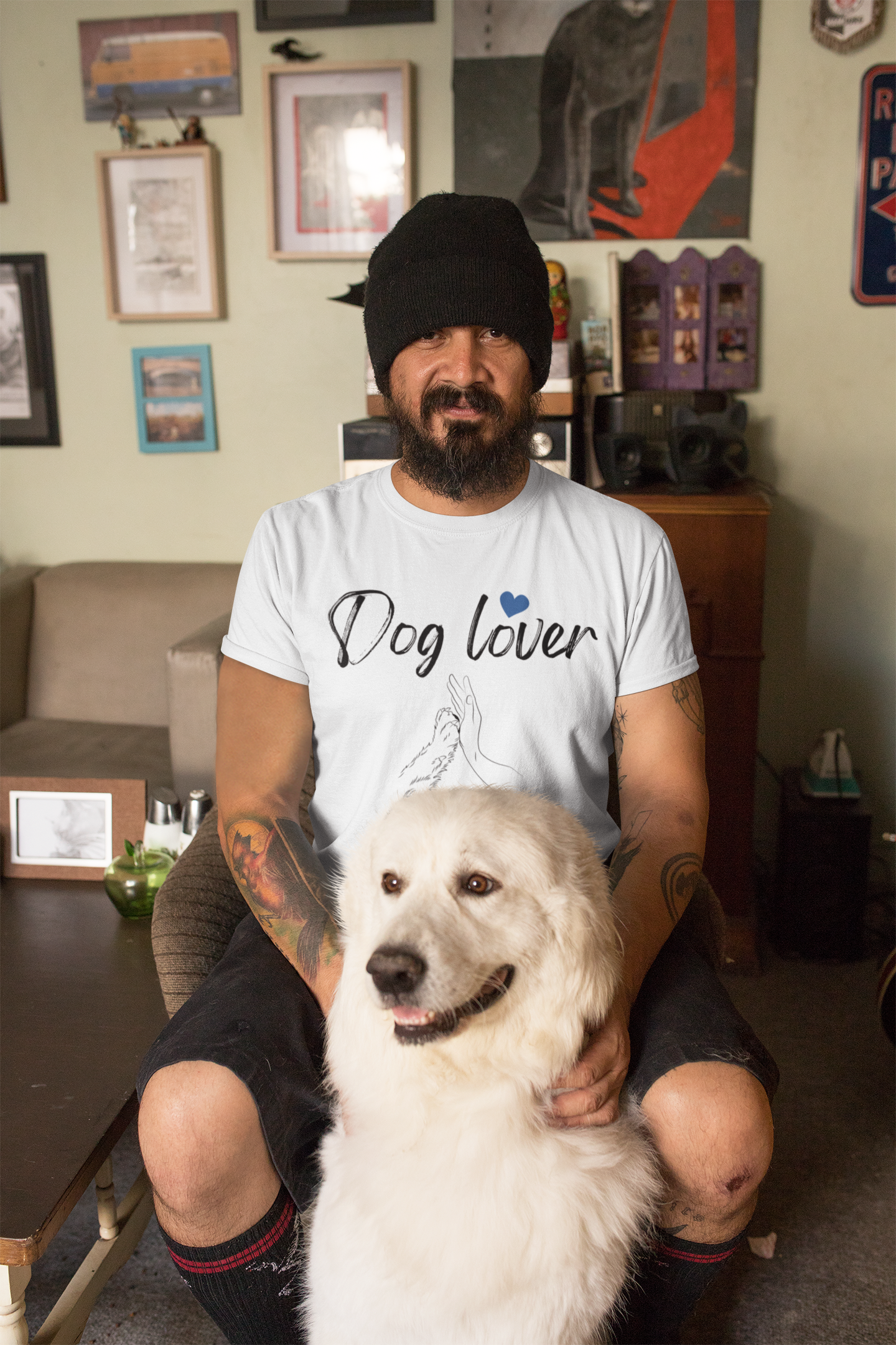 Dog Lover paw hand harmony t-shirt black dog gift