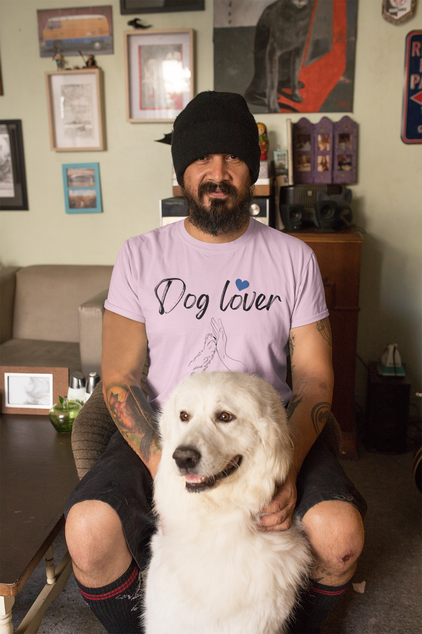 Dog paw hand connection t-shirt military green dog lover