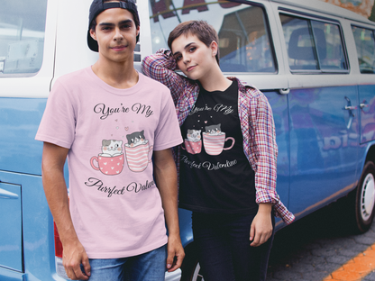 Valentine love Purrfect cups t-shirt sport grey cat lover
