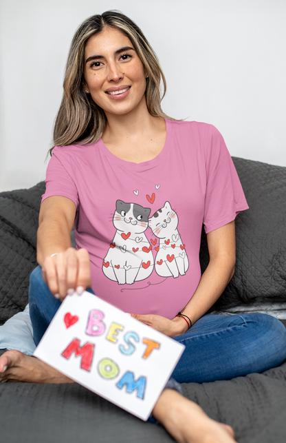 Cat couple hearts love t-shirt navy cat lover gift