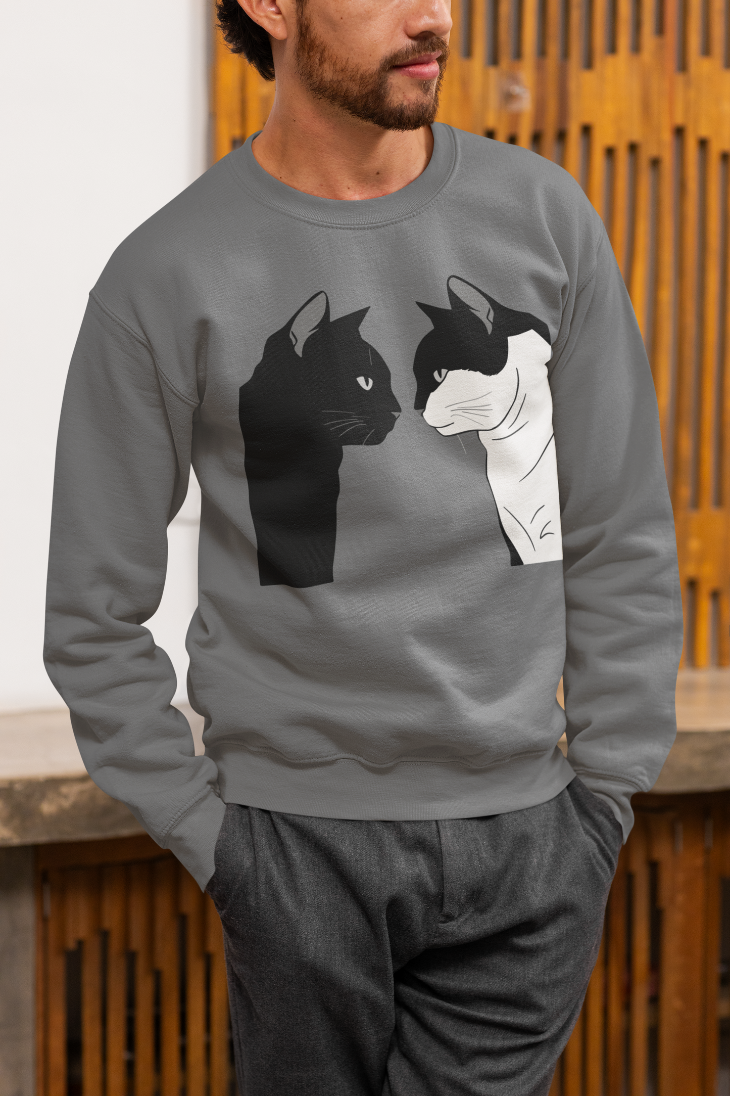 Two cats looking at each other sweathirt black connection gift