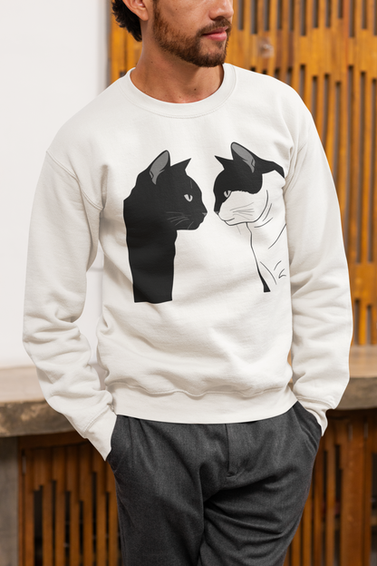 Cat couple crewneck sweatshirt royal blue cat gift