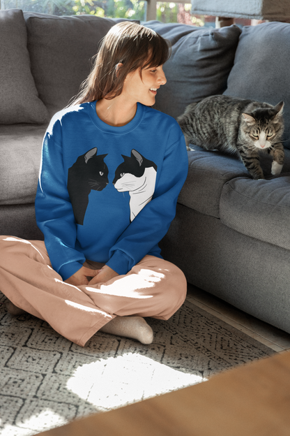 Cat couple sweatshirt navy moment of connection cat lover
