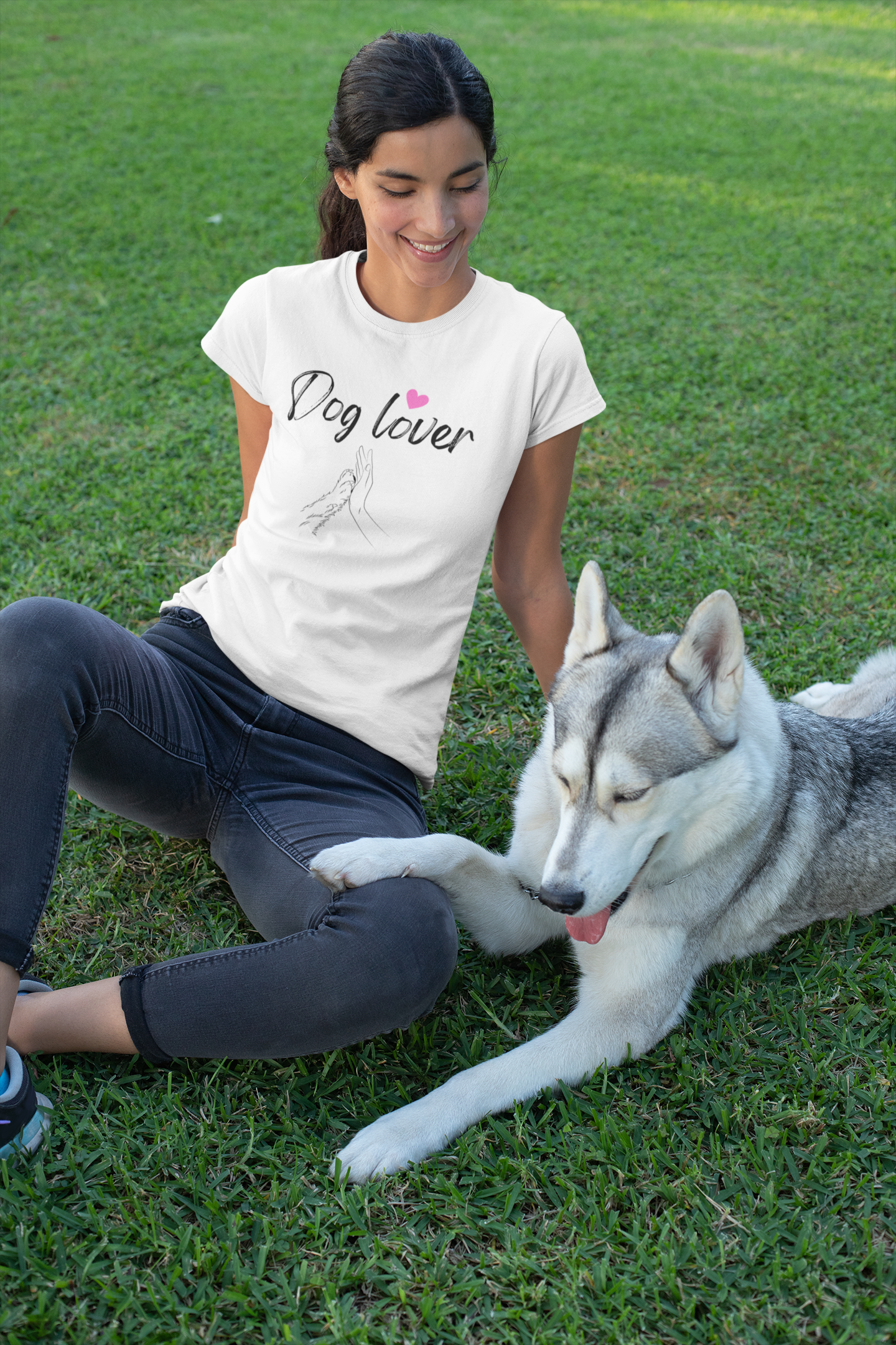 Dog lover t-shirt women paw hand connection gift for dog moms
