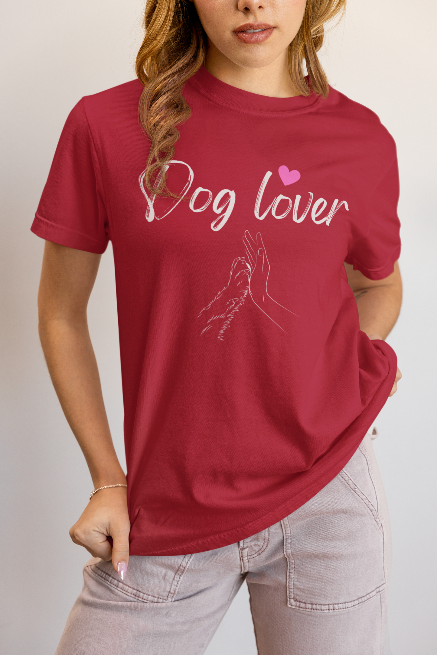Dog Lover paw hand connection t-shirt gift for dog moms