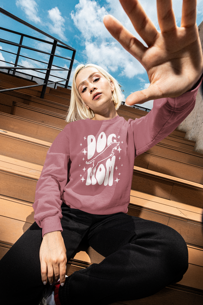 Dog Mom sweatshirt in Crimson – retro star graphic garment-dyed Comfort Colors pullover
