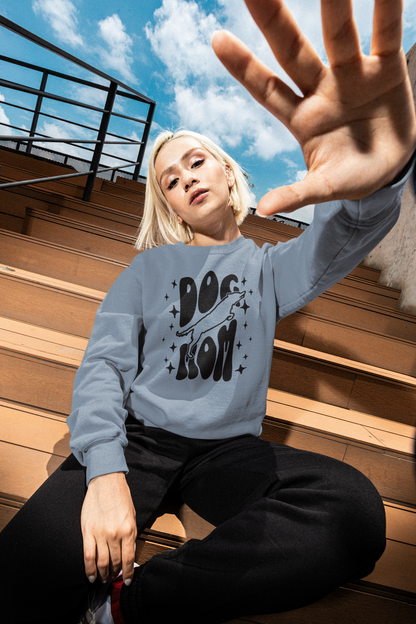 Dog Mom sweatshirt in Blue Jean – retro star graphic garment-dyed Comfort Colors pullover
