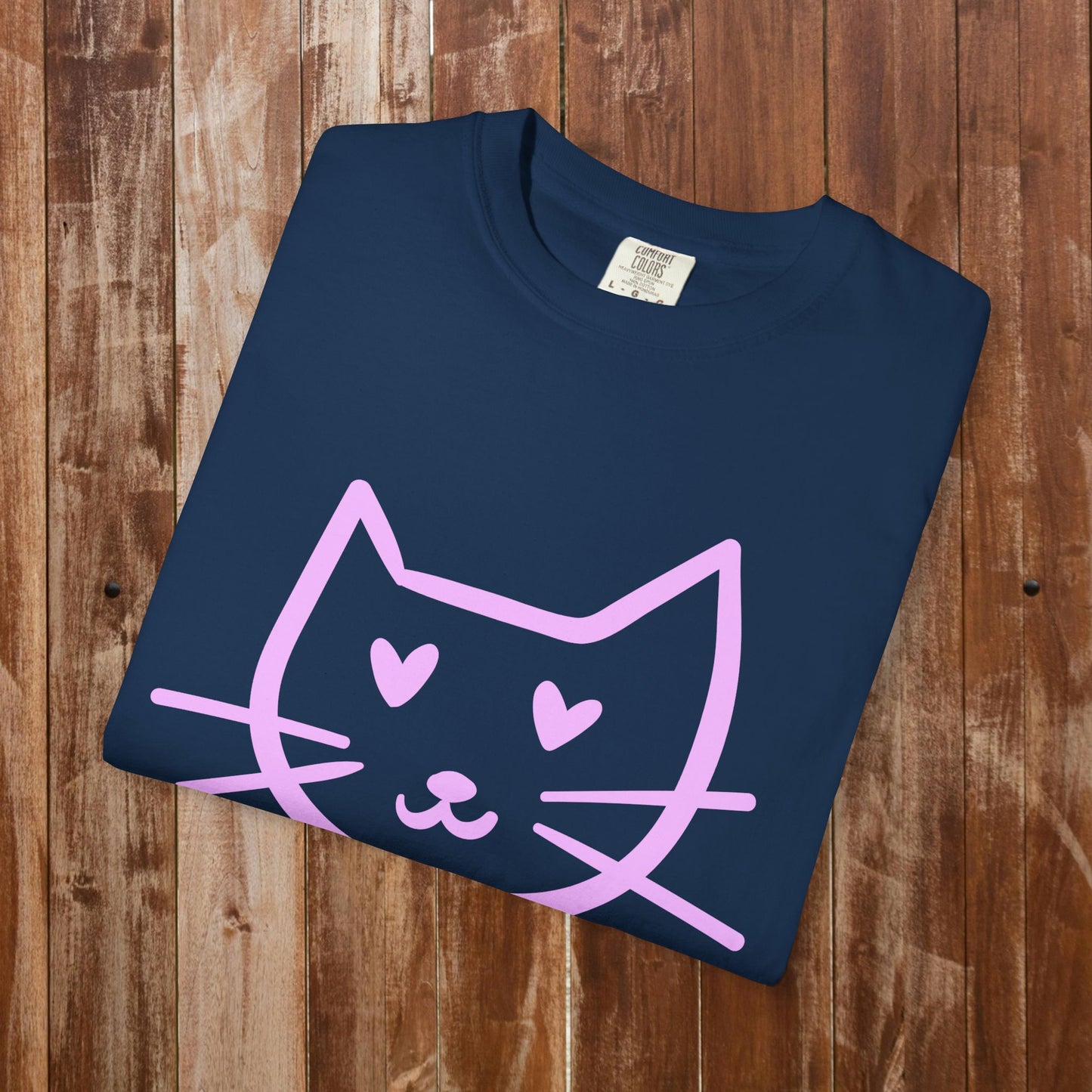 Sweet Cat Face T-Shirt | Minimalist Cat with Heart Eyes | Gift for Cat Lovers