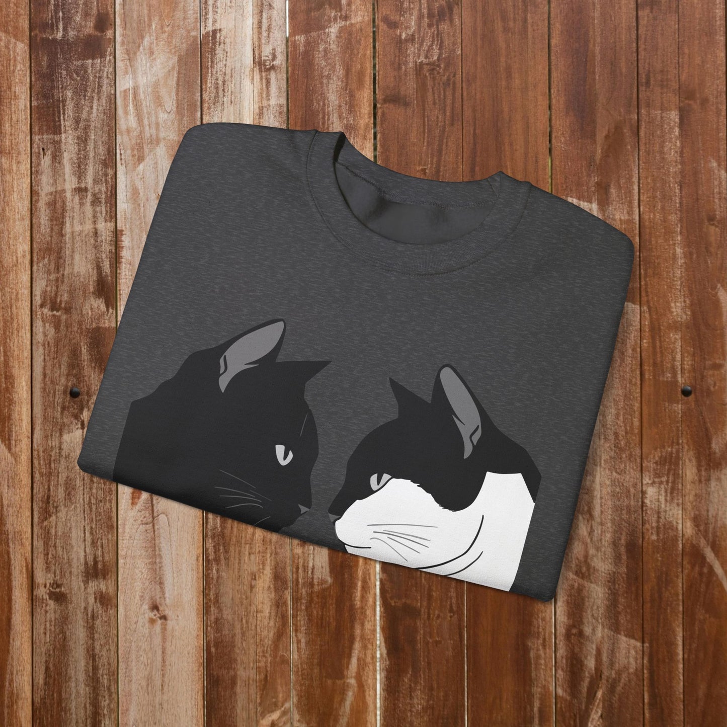 Two cats looking sweatshirt forest green cat lover