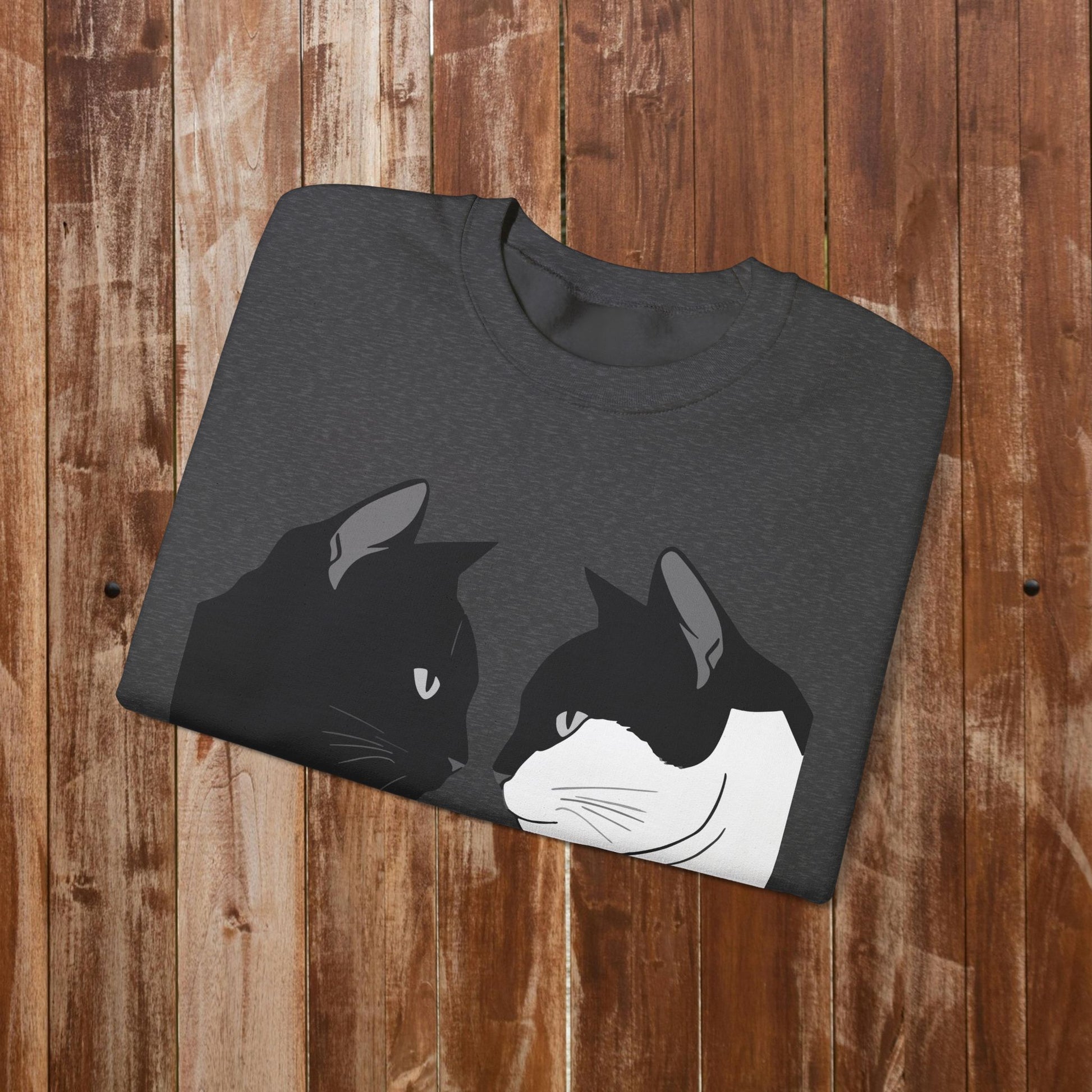 Two cats looking sweatshirt forest green cat lover