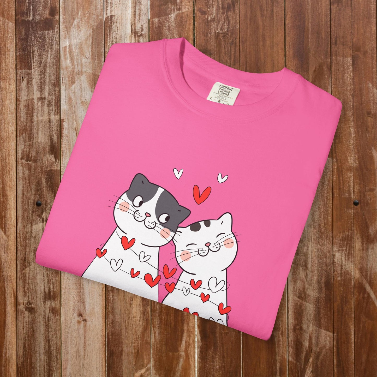 Cat couple hearts love t-shirt ash grey cat gift
