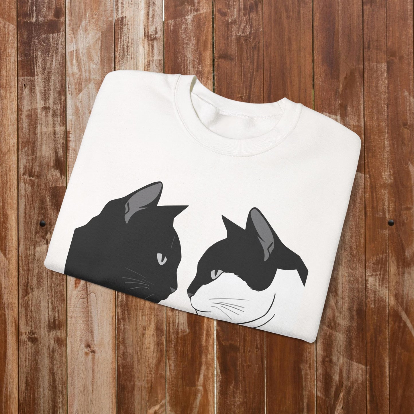 Two cats looking sweatshirt white cat connection gift