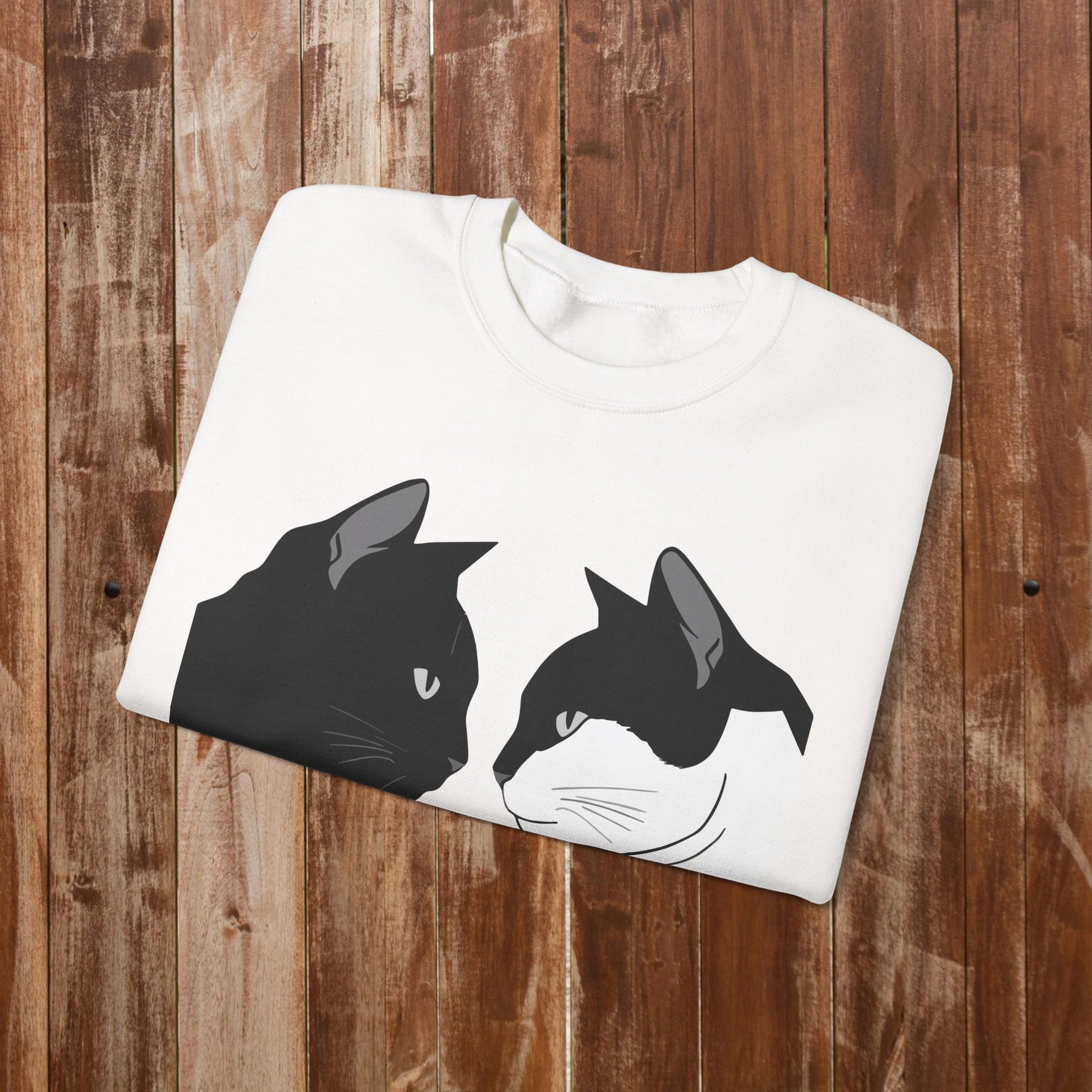 Two cats looking sweatshirt white cat connection gift