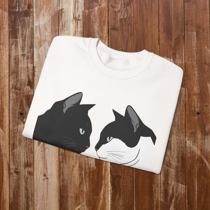 Two cats looking sweatshirt white cat connection gift
