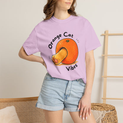 Orange Cat Vibes Only | Garment-Dyed Graphic T-Shirt for Cat Lovers - WhiskersMethod