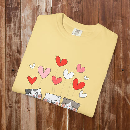 Three cats hearts t-shirt royal blue cat lover gift
