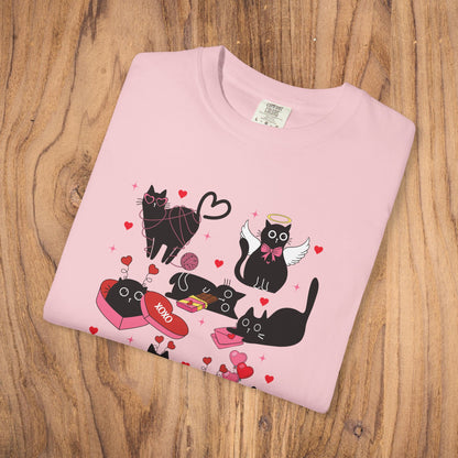 Black Cat Love Valentine's t-shirt white cats gift