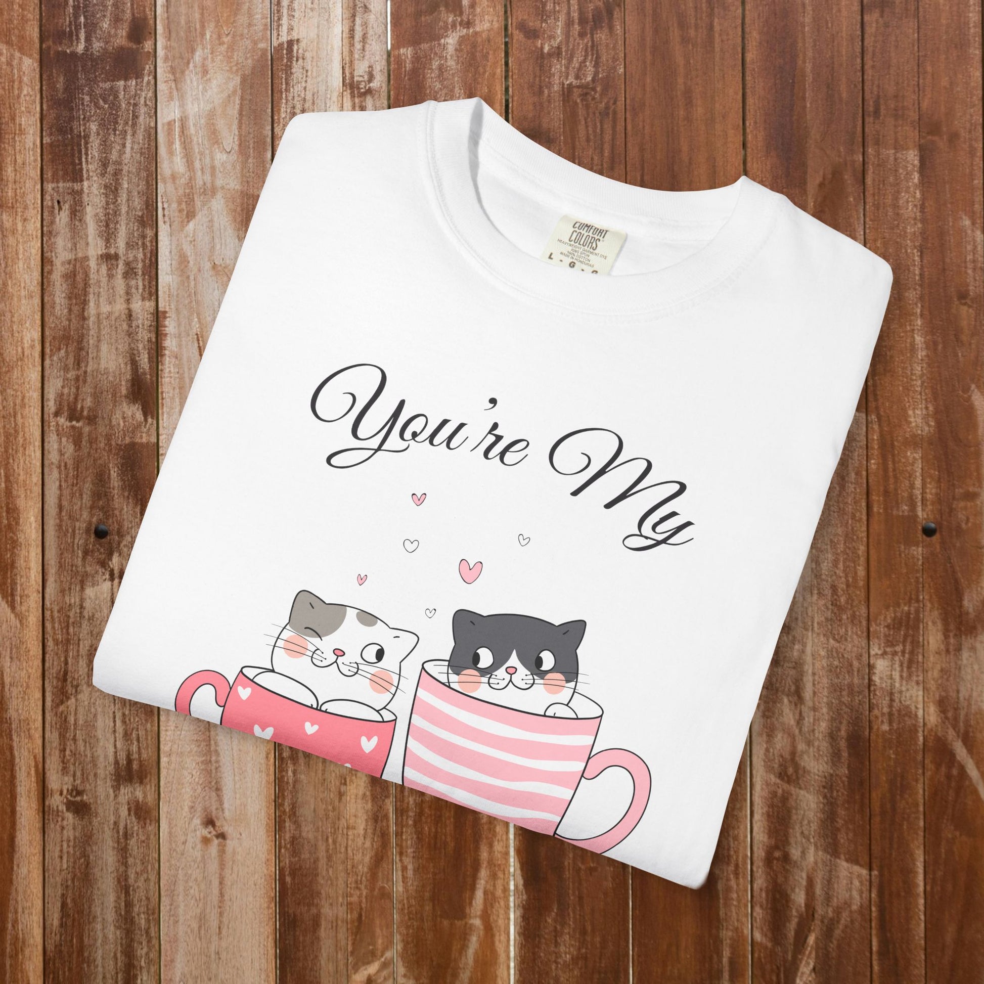 Valentine Purrfect love cups t-shirt purple cat lover gift