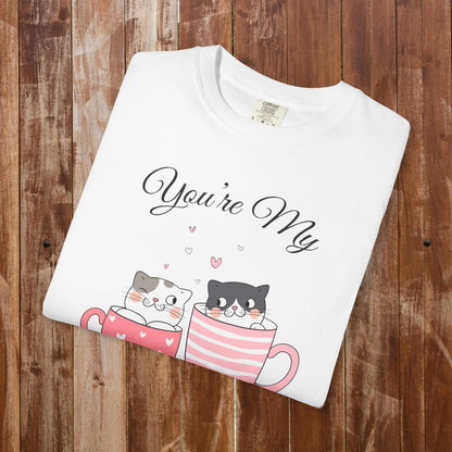 Valentine Purrfect love cups t-shirt purple cat lover gift