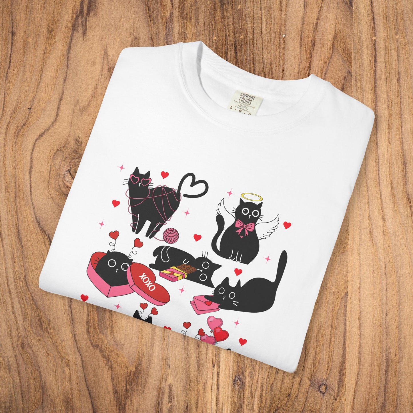 Black cats love Valentine t-shirt red cat lover gift