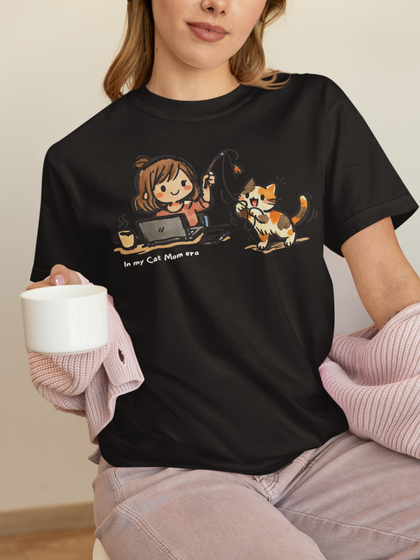In My Cat Mom Era T-Shirt in Black – Garment-dyed cat mom graphic tee | WhiskersMethod

