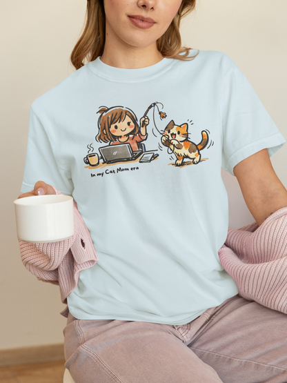 In My Cat Mom Era T-Shirt in Chambray – Garment-dyed cat mom graphic tee | WhiskersMethod